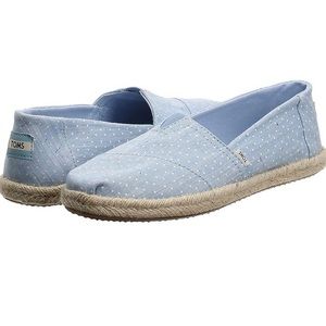 NWT TOMS Women Aplargate Chambray Dot Espadrilles